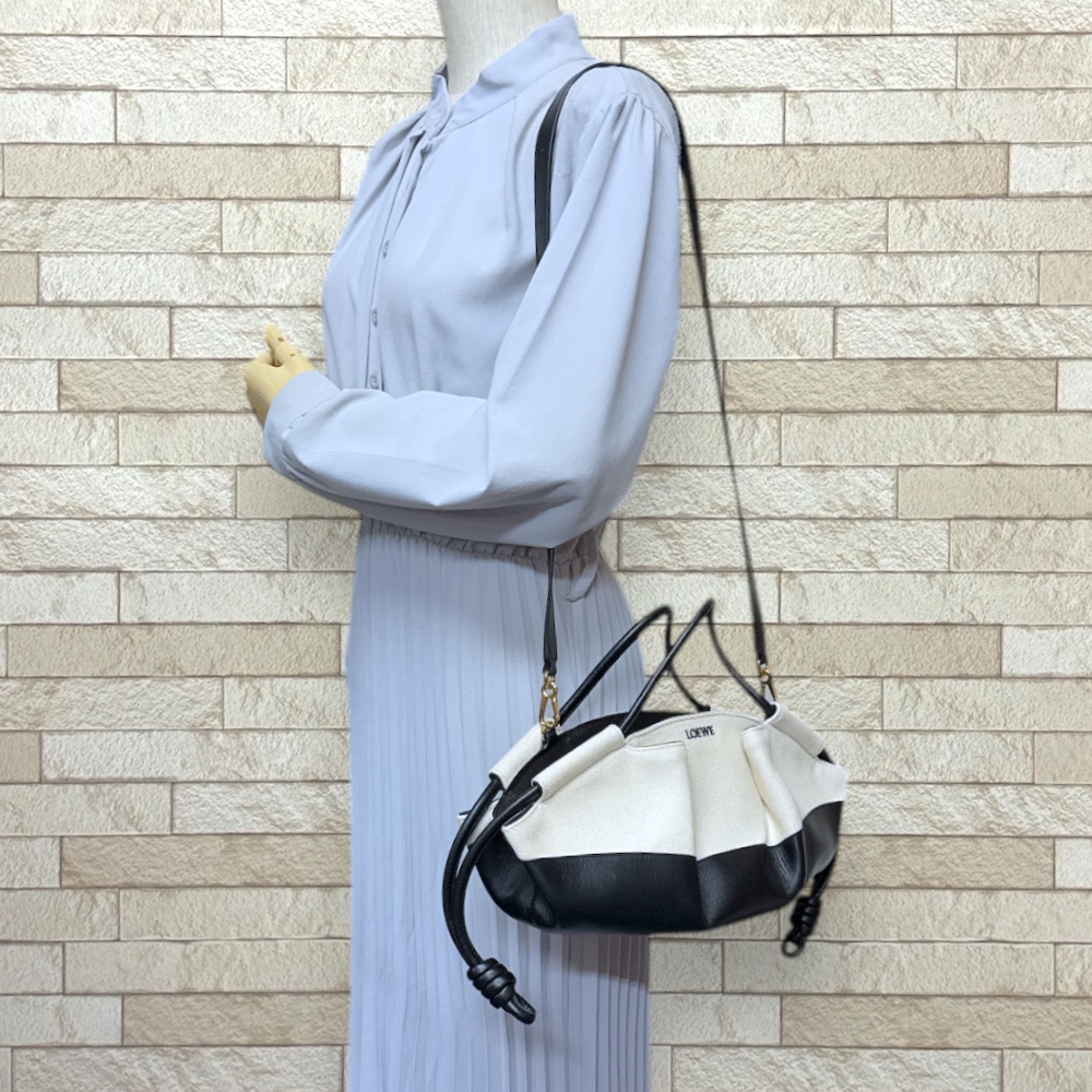 LOEWE Shoulder Bag A709P48X06 leather canvas 2way Paseo Bag Small