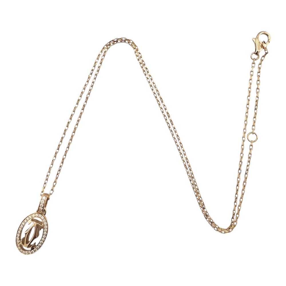 【CARTIER】Double C 18K ローズゴールド ネックレス Cartier Double C De Cartier Diamond Logo Pendant Necklace