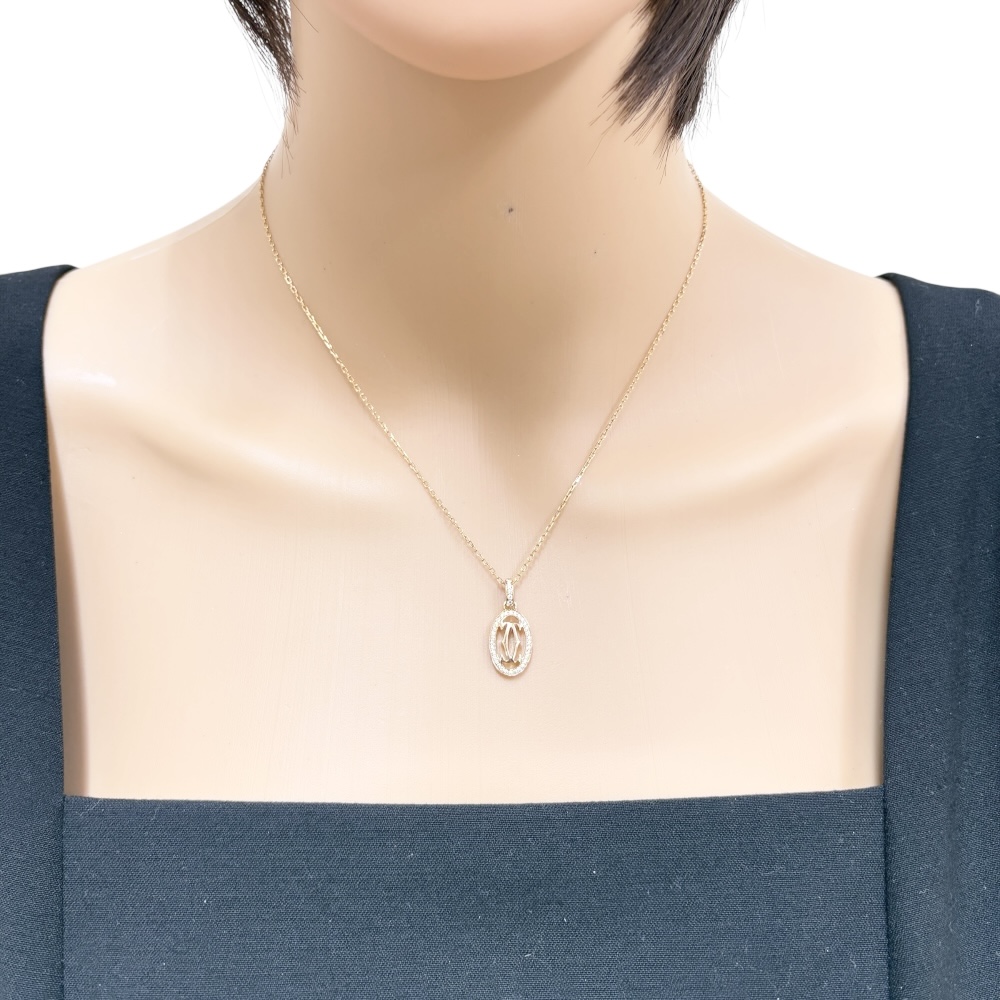 【CARTIER】Double C 18K ローズゴールド ネックレス Cartier Double C De Cartier Diamond Logo Pendant Necklace