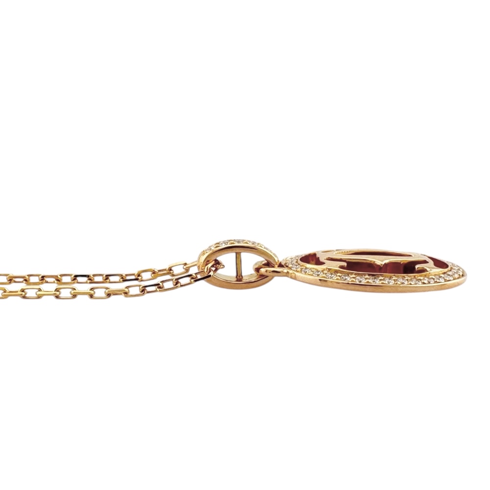 【CARTIER】Double C 18K ローズゴールド ネックレス Cartier Double C De Cartier Diamond Logo Pendant Necklace