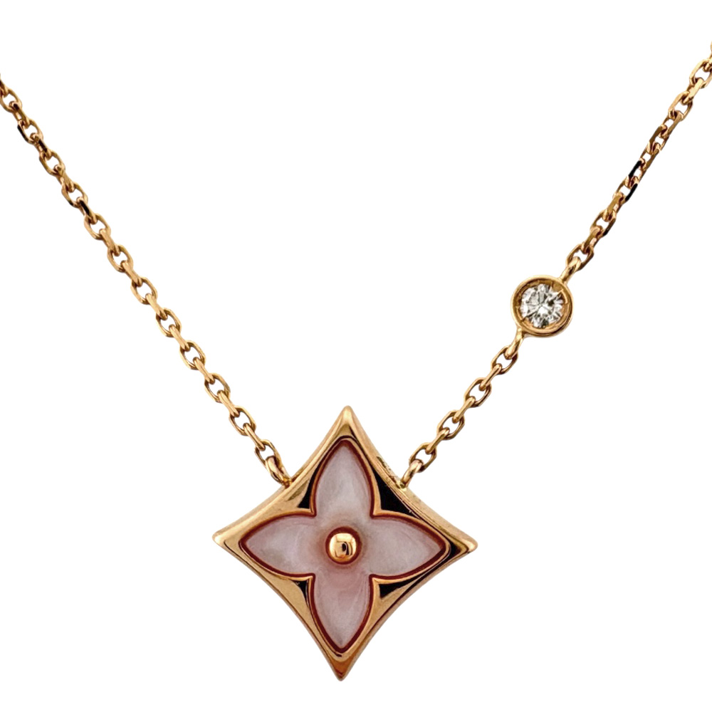 LOUIS VUITTON Necklace Q93612 K18 Pink Mother of Pearl diamond LOUIS VUITTON Necklace Q93612 K18 Pink Mother of Pearl diamond