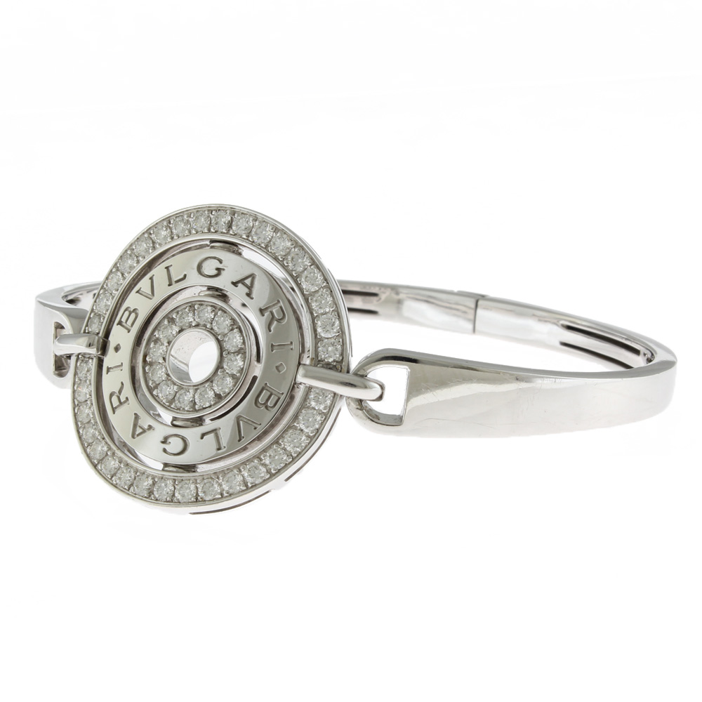 BVLGARI Bangle Silver 18K K18 white gold diamond Bracelet