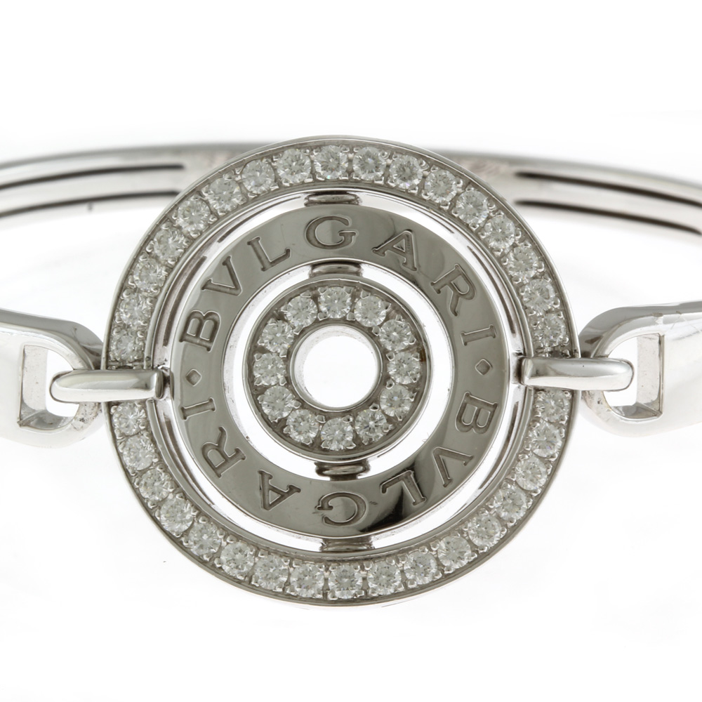 BVLGARI Bangle Silver 18K K18 white gold diamond Bracelet