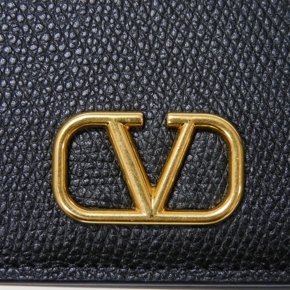 【Valentino Garavani】V-logo Compact wallet 4W2P0R39 SNP 74Z Valentino Garavani - Vlogo Metallic Anthracite Compact Wallet