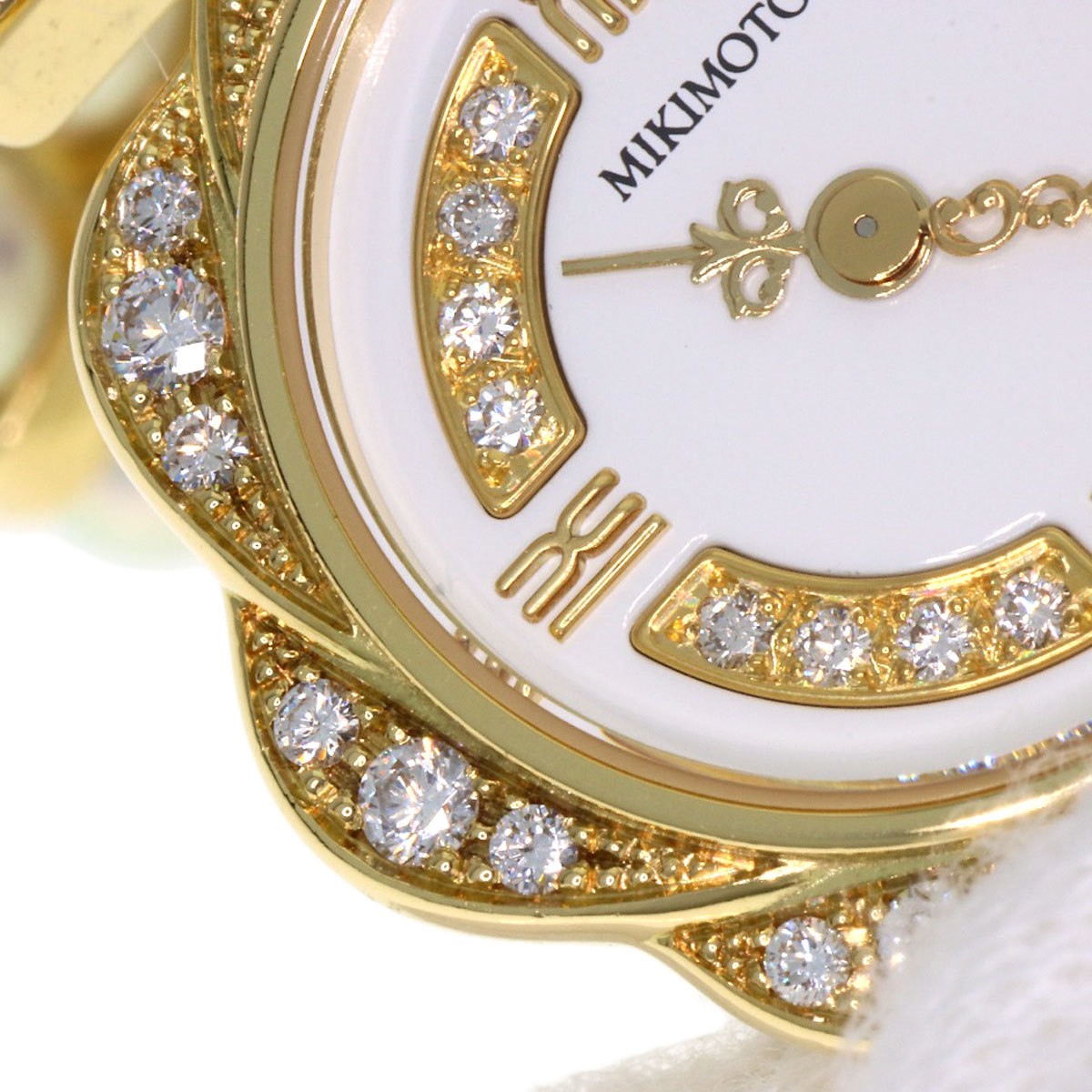 MIKIMOTO Pearl watch Pearl Diamond Watches 052-105 K18 Yellow Gold
