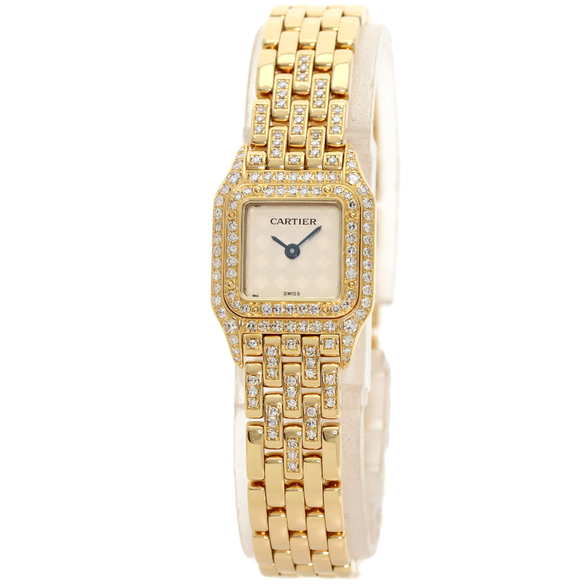 CARTIER Mini PANTHERE Double Bezel Diamond Watches WF3164FR K18