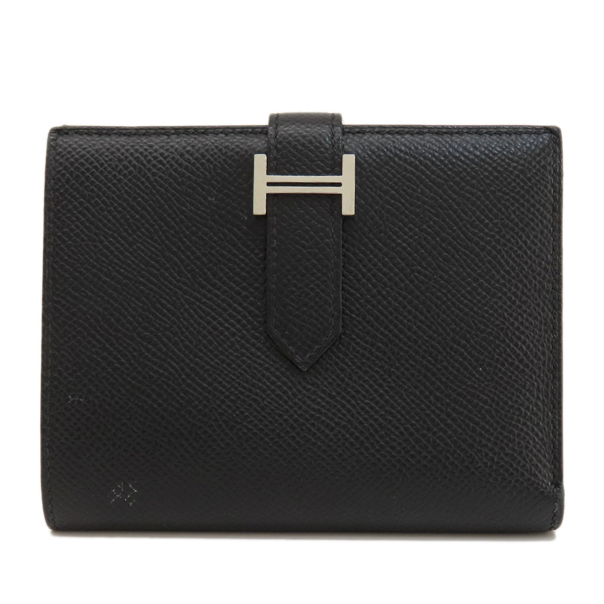 【おトク】 Wallet Bifold HERMES with Black Compact Bearn Pocket Coin 小物