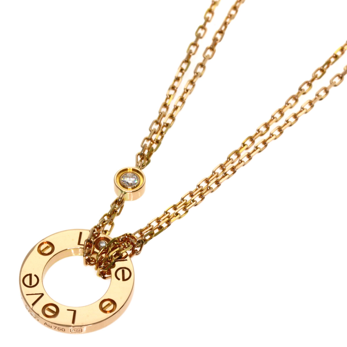 CARTIER Necklace Love Circle Diamond K18 Pink Gold | eBay