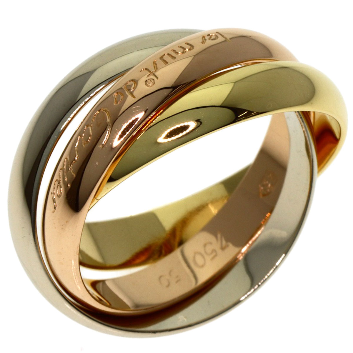 CARTIER Trinity #50 Ring K18 Yellow Gold K18 White Gold Ladies 