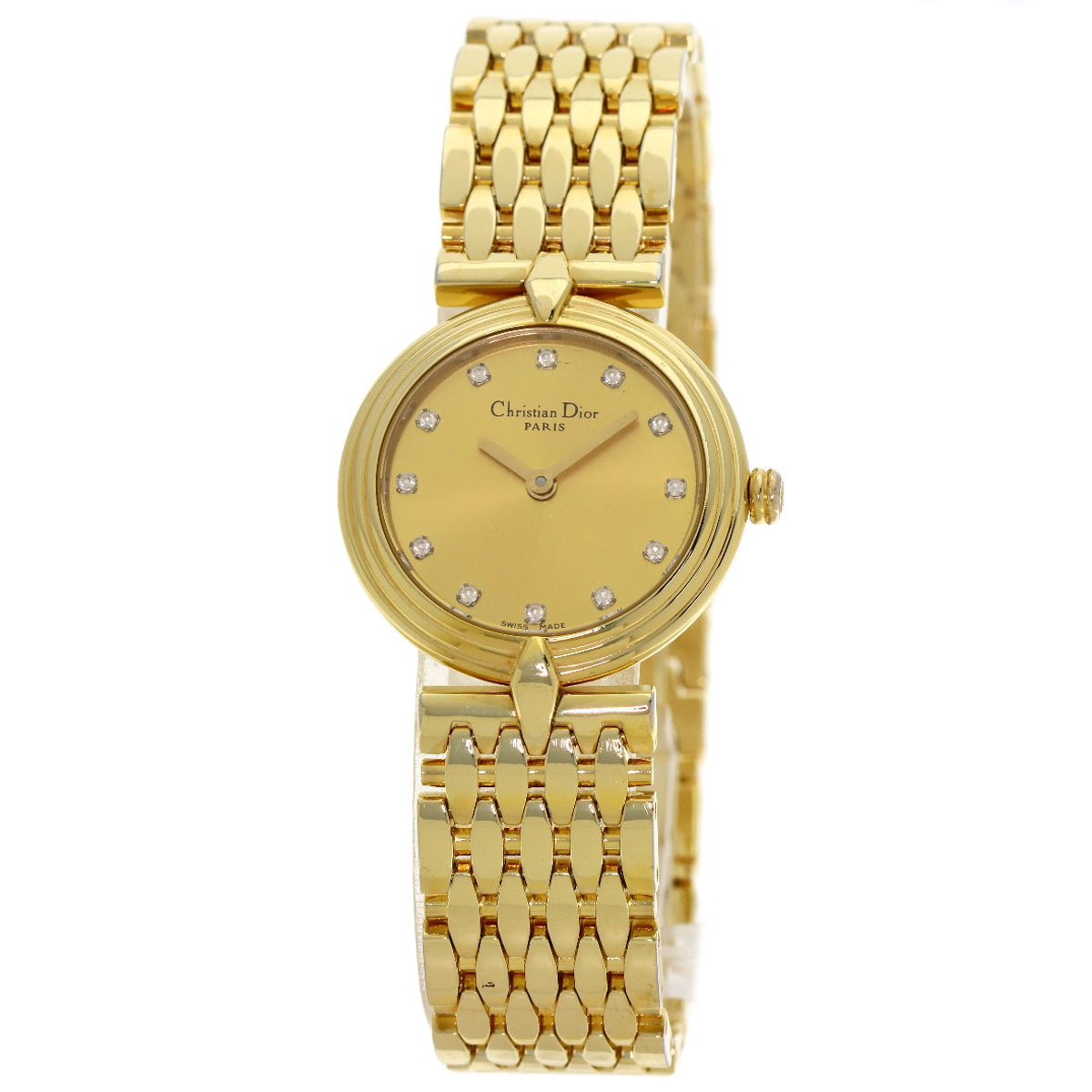 CHRISTIAN DIOR Round face Watches D68-150 Gold Plated/Gold Plated