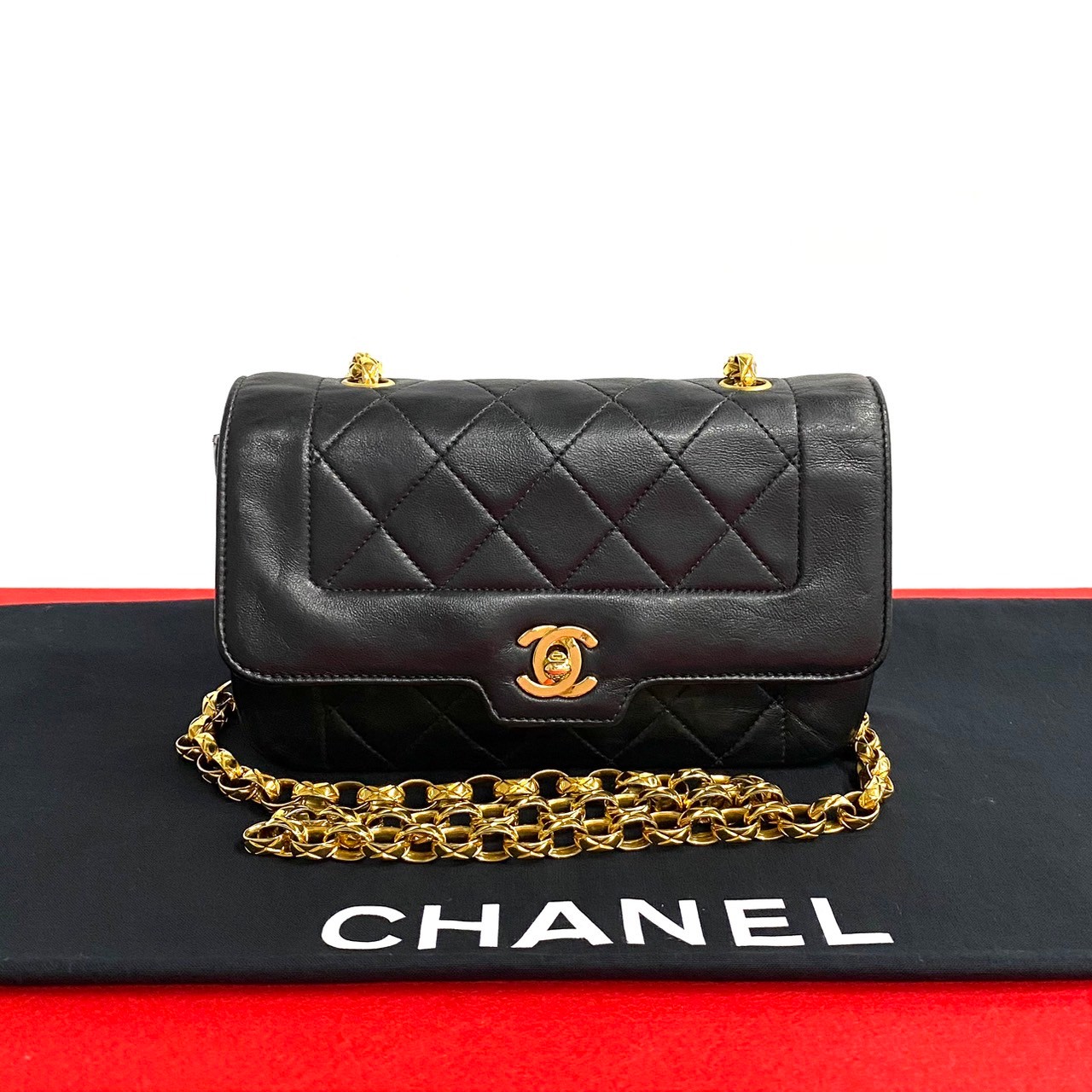 CHANEL Matrasse COCO Mark Shoulder Bag lambskin black a64-2