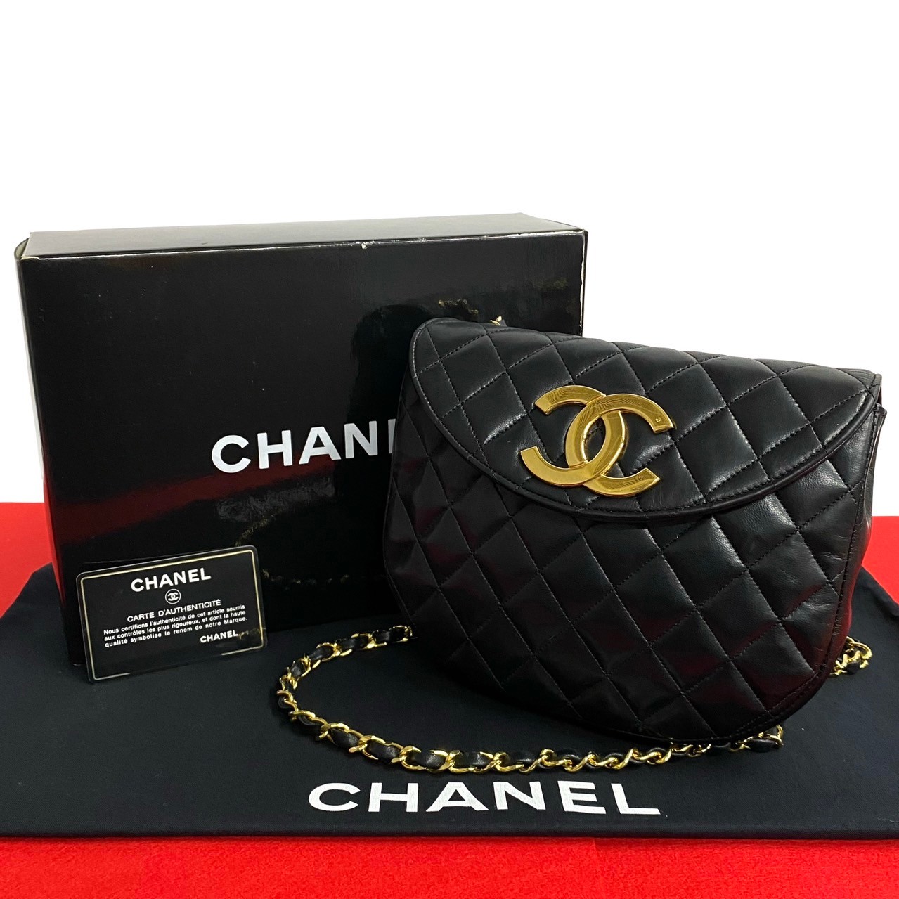 CHANEL Matrasse COCO Mark Shoulder Bag lambskin black 507-3