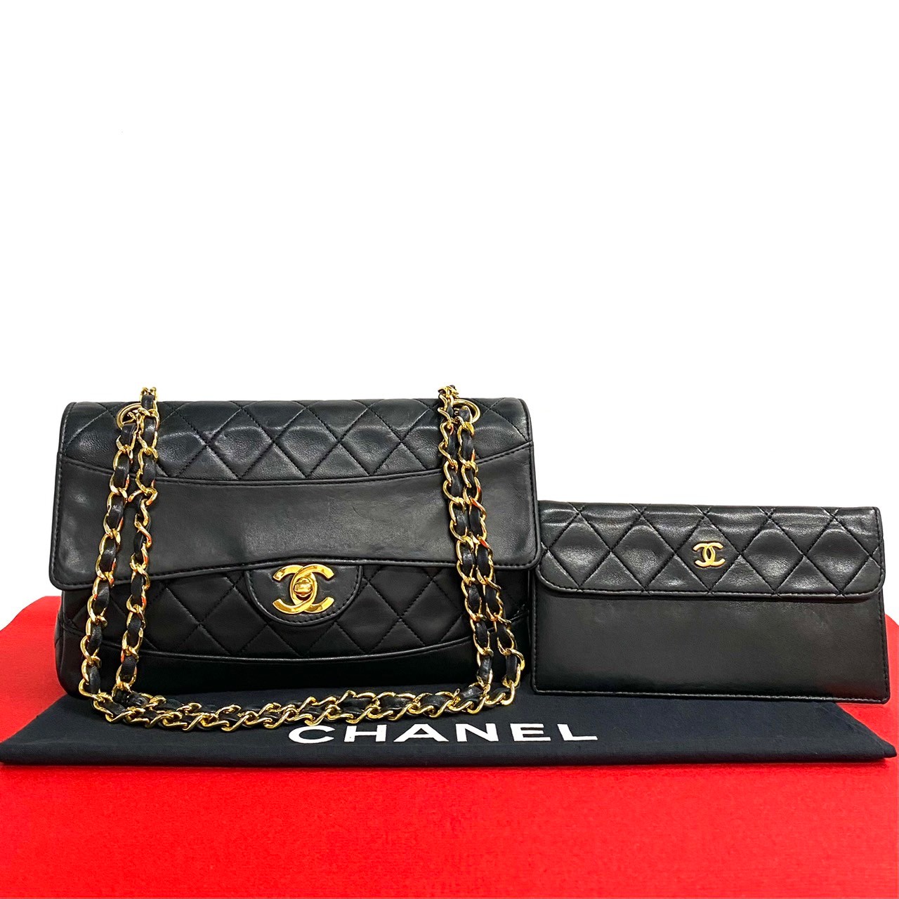 CHANEL Matrasse COCO Mark Shoulder Bag lambskin black 338-1