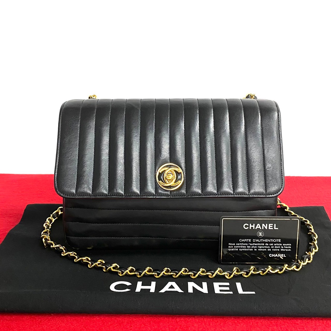 CHANEL Mademoiselle COCO Mark Shoulder Bag lambskin black 747-3