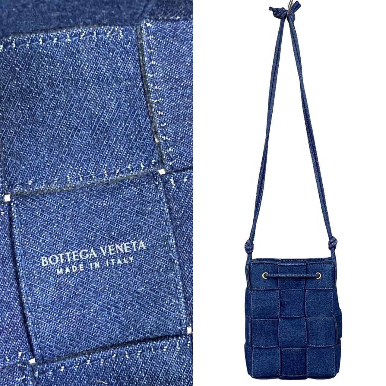 BOTTEGA VENETA small cassette Bucket bag Shoulder Bag denim