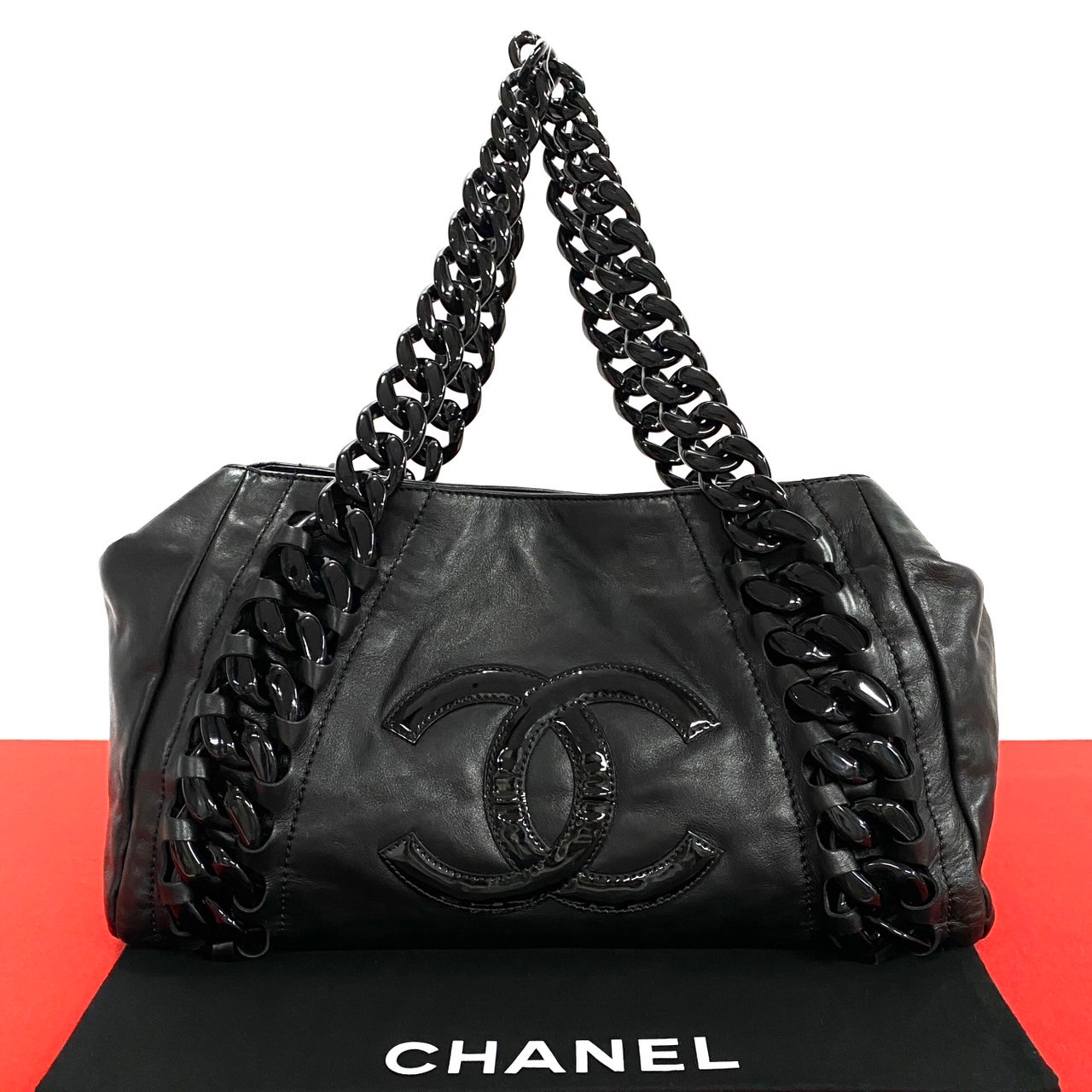 CHANEL COCO Mark Shoulder Bag leather black g55-5