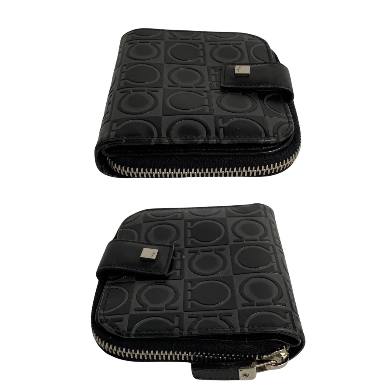 Salvatore Ferragamo Gancini Bifold Wallet leather black 30952 | eBay