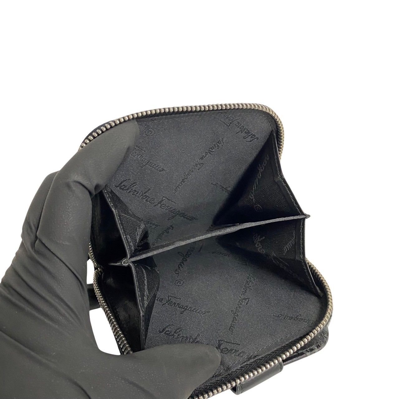 Salvatore Ferragamo Gancini Bifold Wallet leather black 30952 | eBay