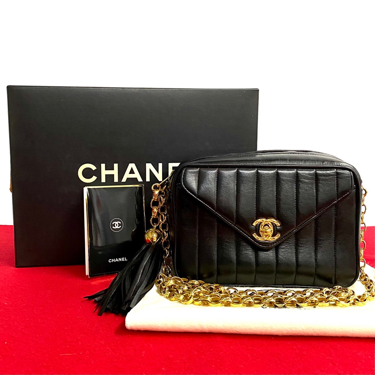 CHANEL Shoulder Bag lambskin black 10418