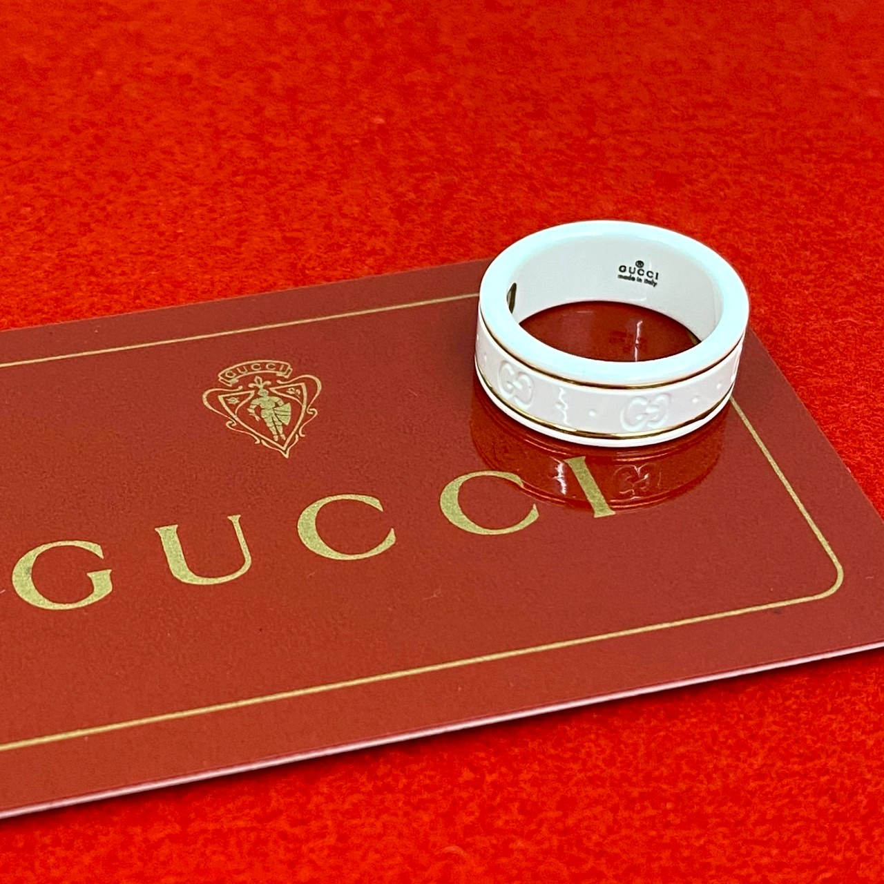 GUCCI Icon ring GG logo Ring ceramic white 65562 | eBay