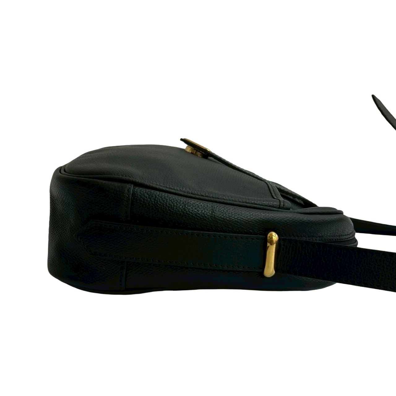 YVES SAINT LAURENT YSL Logo Metal Shoulder Bag leather black 86932