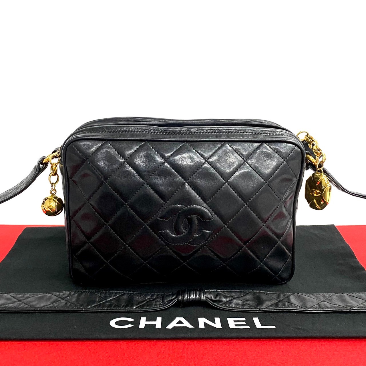 CHANEL Matrasse COCO Mark Shoulder Bag lambskin black 85329