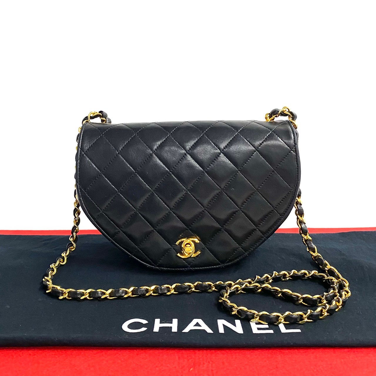 CHANEL Matrasse COCO Mark Shoulder Bag lambskin black 21404