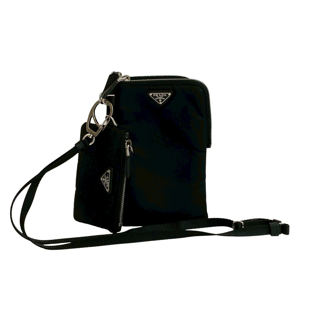 PRADA Re-Nylon Triangle Logo Metal Pouch Nylon black 20924 | eBay