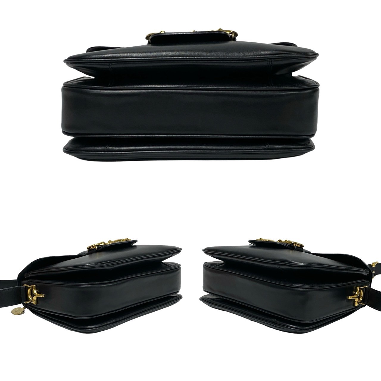CELINE Horsebit Metal Shoulder Bag leather black 54285 | eBay