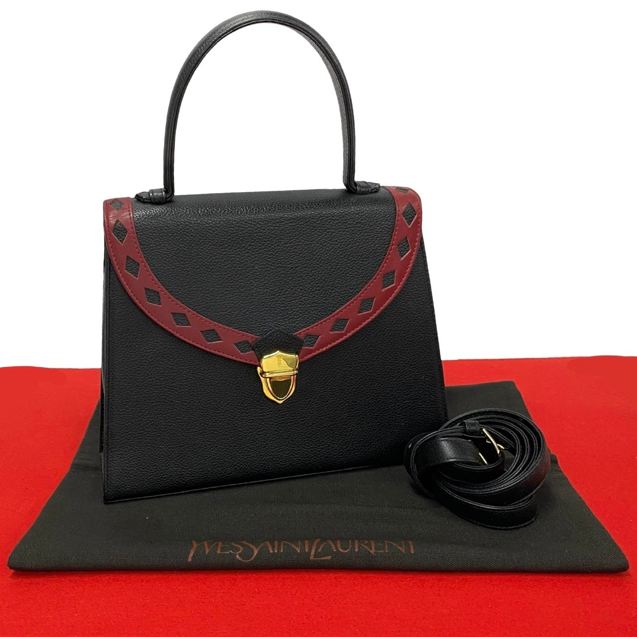 YVES SAINT LAURENT YSL logo cut-out perforated leather Shoulder