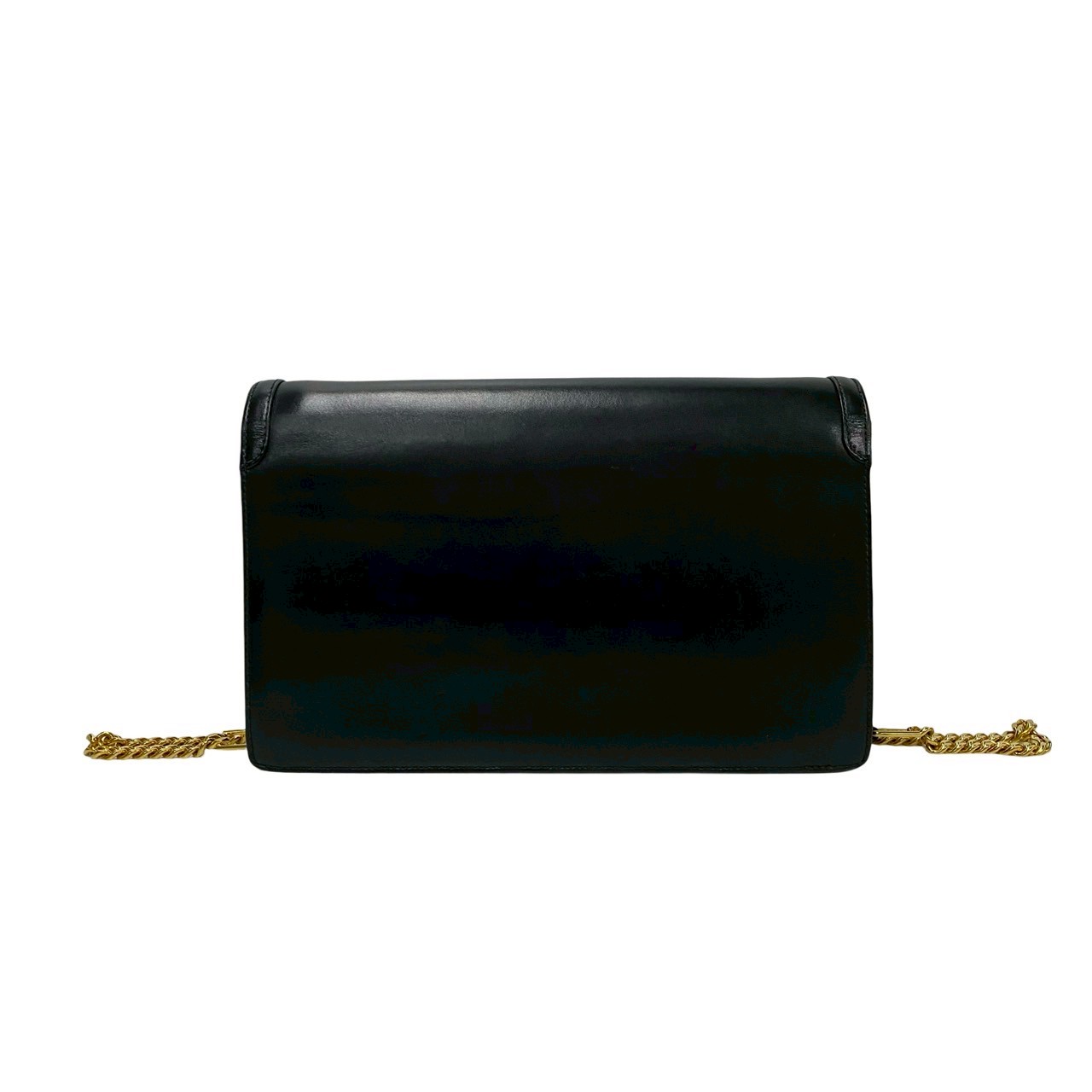 GUCCI GG Logo Metal Shoulder Bag Calfskin leather black