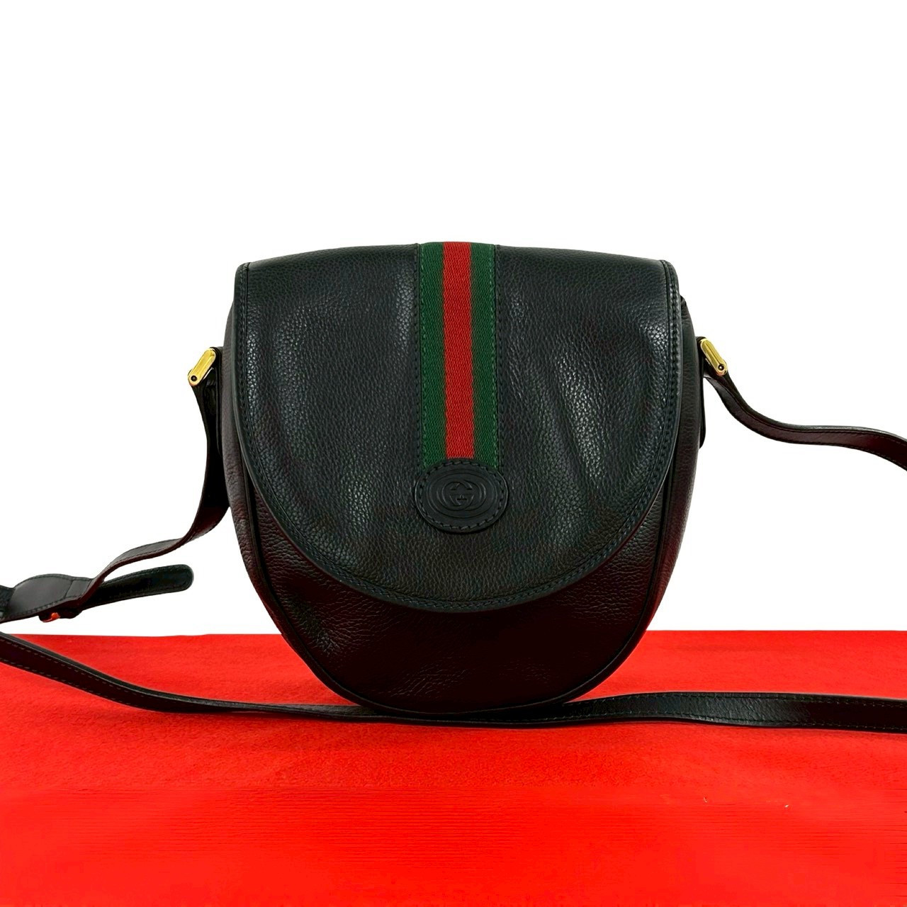 GUCCI Sherry line GG logo Shoulder Bag leather black 30958 | eBay