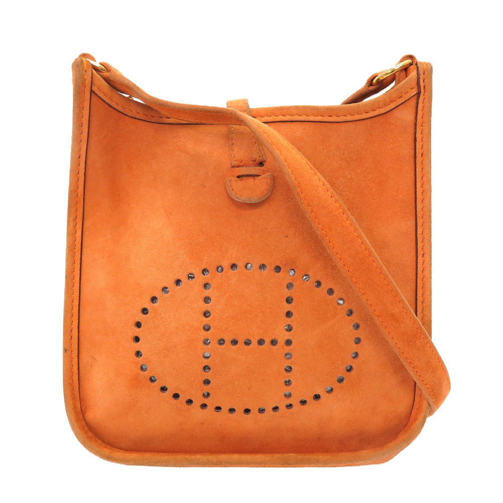 AUTHENTIC HERMES EvelyneTPM Shoulder Bag Orange Deblis 0202