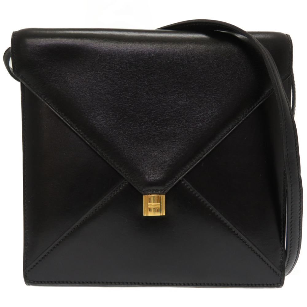 AUTH HERMES vintage Cadena 2WAY Shoulder Bag Clutch Bag Black Box calf 0059