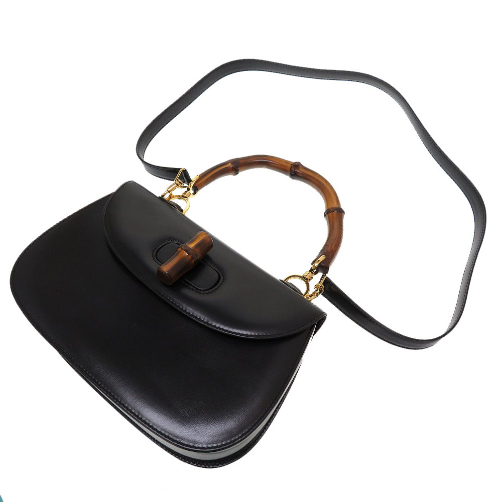 AUTHENTIC GUCCI 000 46 0633 Hand Bag Black Bamboo 0091 | eBay