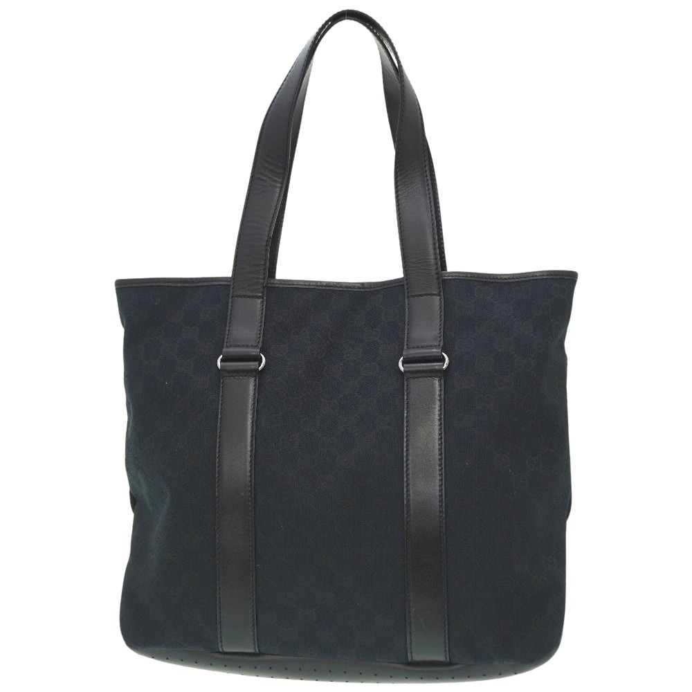 AUTHENTIC GUCCI 145971 Tote Bag Black GG Canvas/Leather 0018