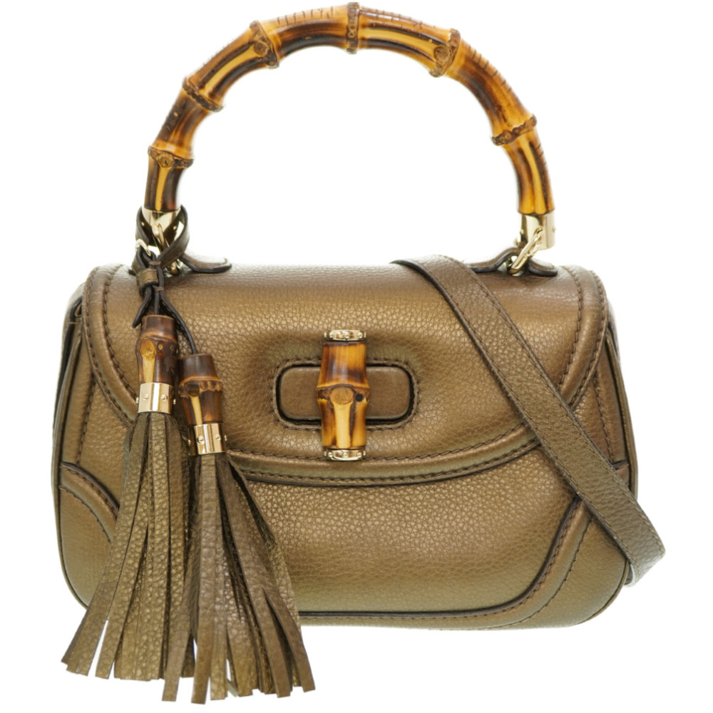 Gucci バンブー　レザーショルダーバッグ 美品 極希少！Gucci バンブー レザーハンドバッグ ショルダー