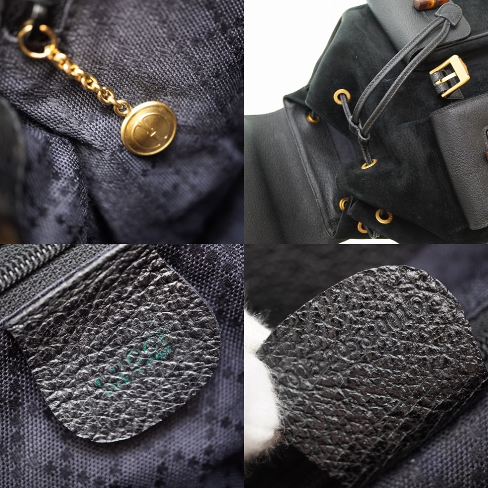 AUTHENTIC GUCCI Bamboo Backpack-Daypack Black Suede 0182 | eBay display picture 2