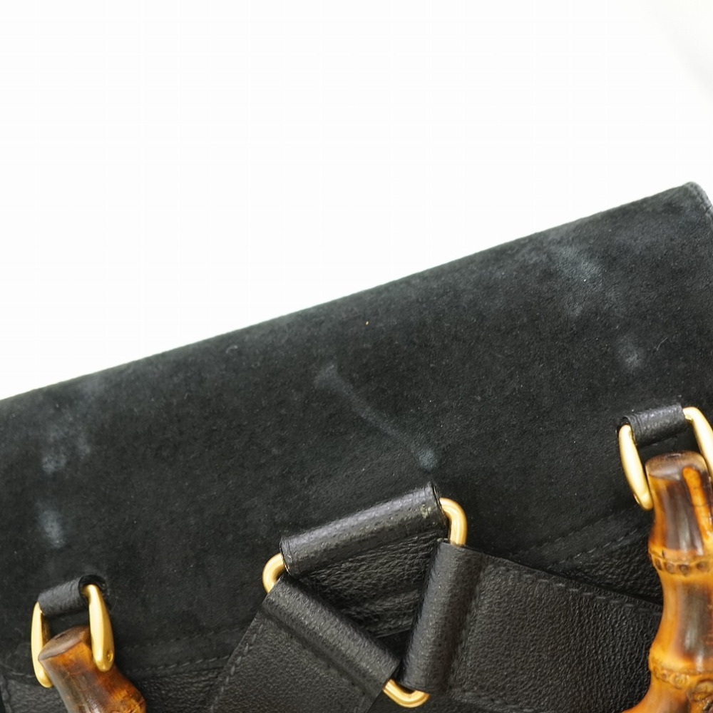 AUTHENTIC GUCCI Bamboo Backpack-Daypack Black Suede 0182 | eBay display picture 1