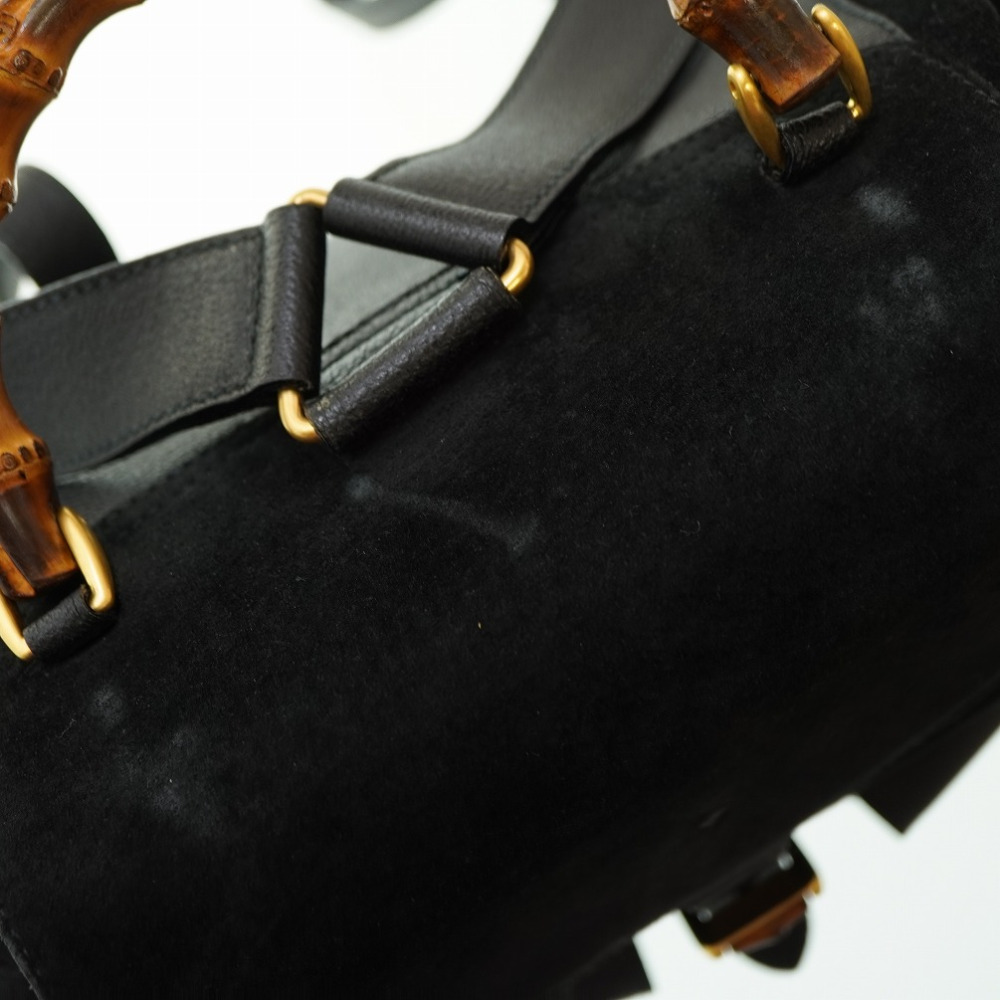 AUTHENTIC GUCCI Bamboo Backpack-Daypack Black Suede 0182 | eBay display picture 3