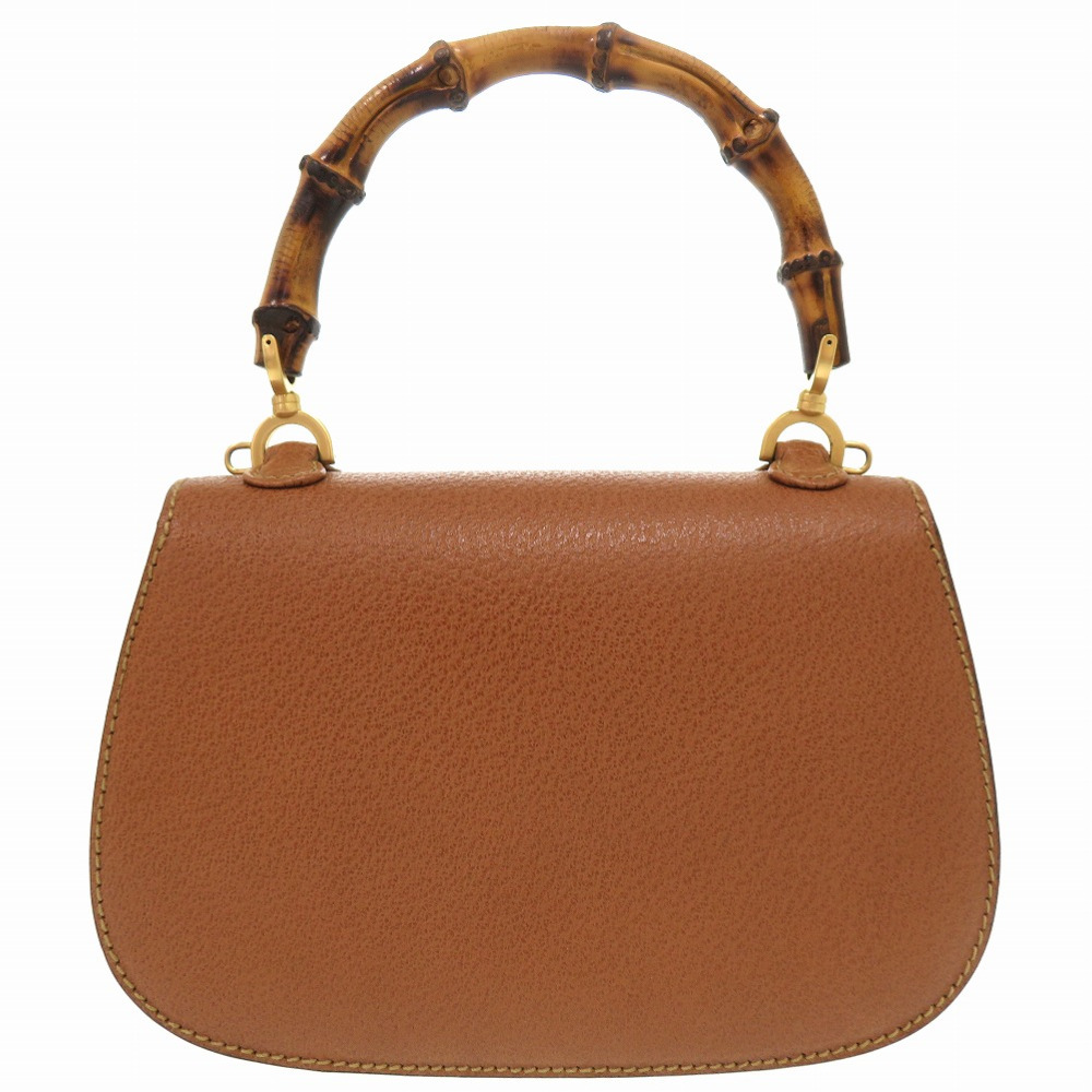 AUTHENTIC GUCCI 000 2046 0188 2WAY Hand Bag Brown Bamboo