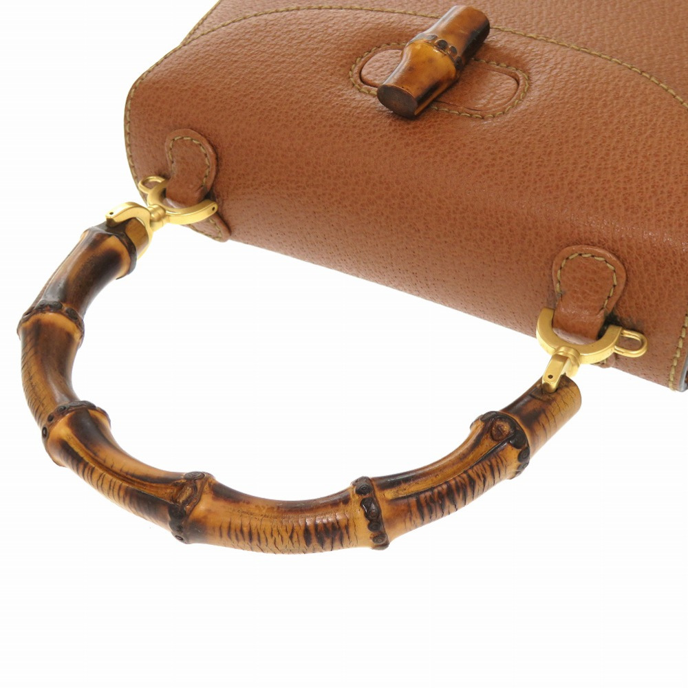 AUTHENTIC GUCCI 000 2046 0188 2WAY Hand Bag Brown Bamboo