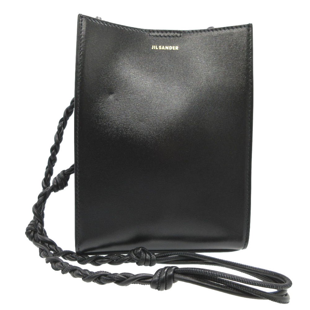 AUTHENTIC JIL SANDER tangle small Shoulder Bag Black Leather