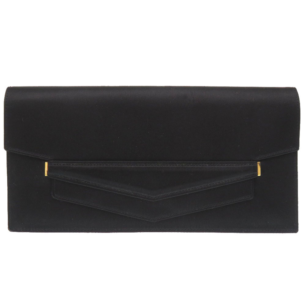 AUTHENTIC HERMES Fako Clutch bag Black Satin 2065