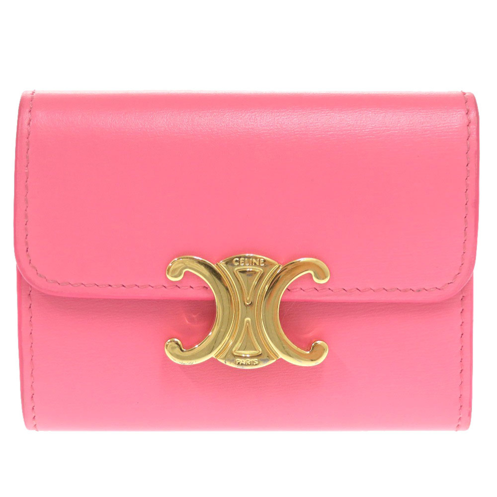 【CELINE】TRIOMPHE COMPACT WALLET Celine Triomphe Compact Wallet with Detachable Card Holder