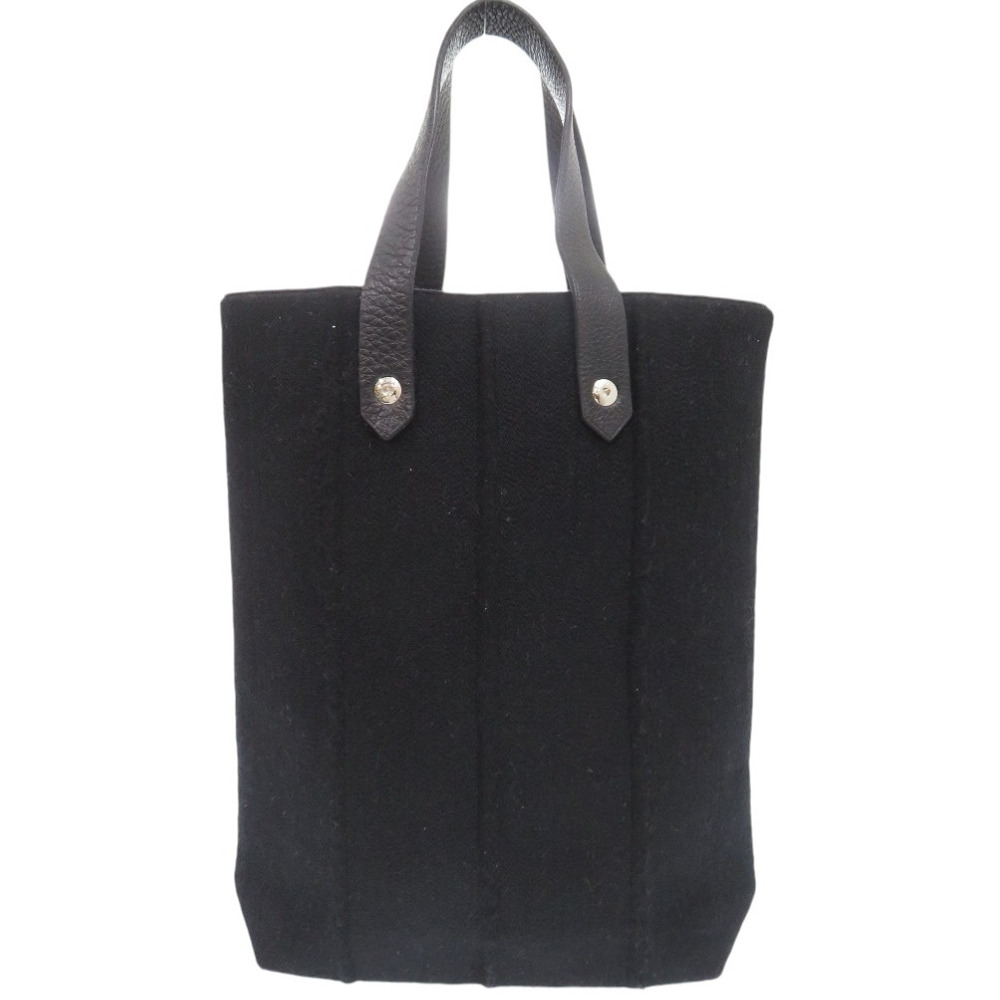 AUTHENTIC HERMES Amedaba Tote Bag Black wool/Leather