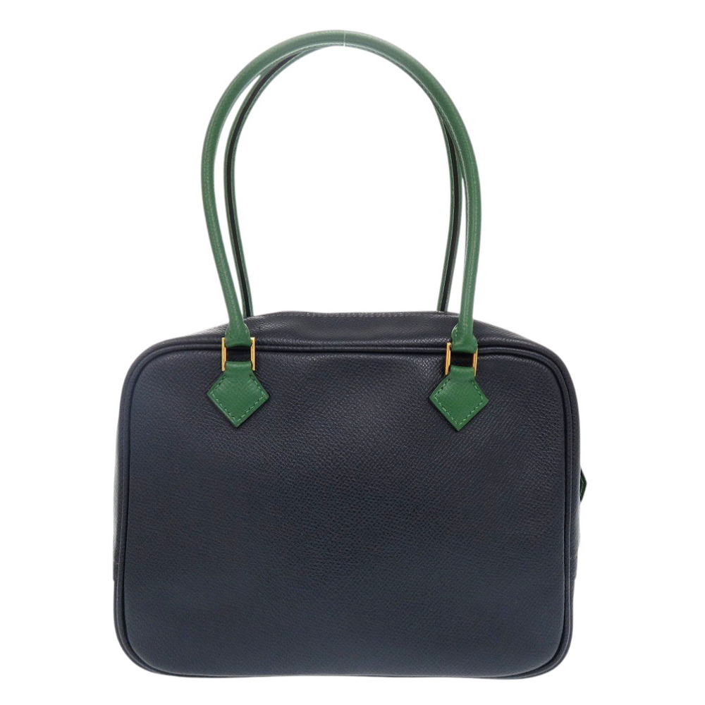 AUTHENTIC HERMES Mini plume Hand Bag Blue indigo/Vert