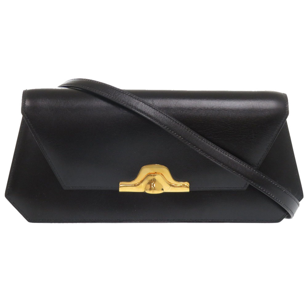 AUTHENTIC HERMES Napoleon Shoulder Bag Black Box calf 0326