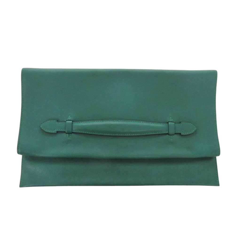 AUTHENTIC HERMES Pre-Pla 33 Clutch bag Malachite Evercolor