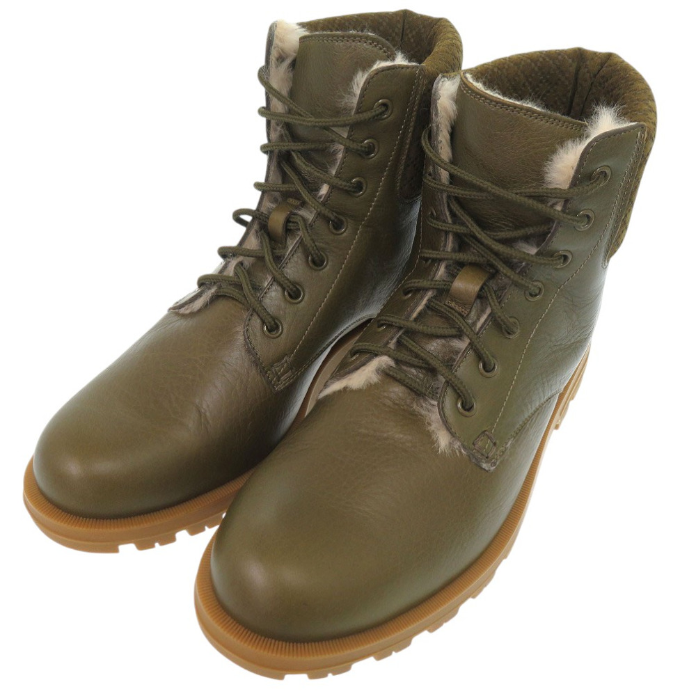 AUTHENTIC GUCCI Lace-up fur Diamante boots khaki Leather | eBay
